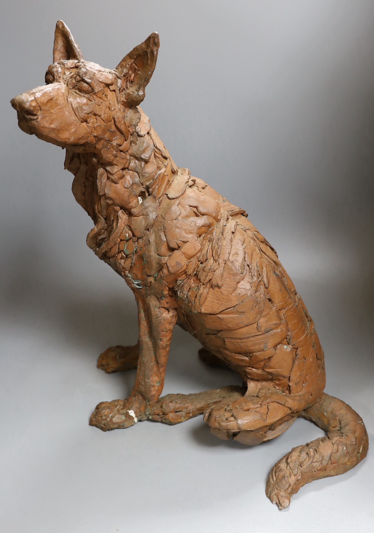 Carol Orvin, large simulated bronze of a seated dog, ‘To Sit and Stare’ - 48cm high